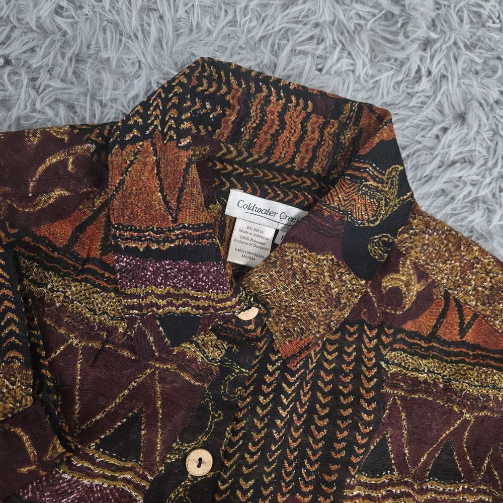 Coldwater Creek PM Petite Medium‎ Multicolor Abstract 3/4 Sleeve Sheer Blouse
